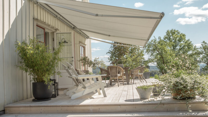 Inspirationsbild från Sandatex. Terrassmarkis med Sandatex markisväv nr 986-15
